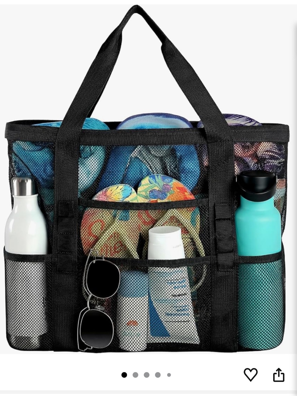 Beach Bag - Mesh Beach Bag Large 8 Pockets, Beach Tote Bag Beach Essentials